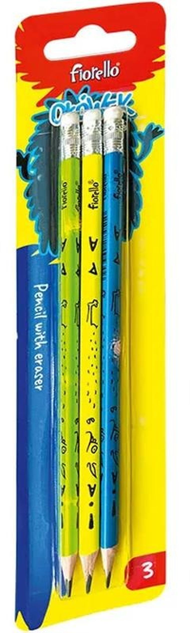 Carioca, ołówek z gumką, 3 szt.