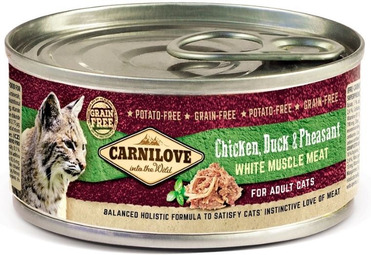 Carnilove, Chicken, Duck&Pheasant, Adult, puszka dla kotów, 100g