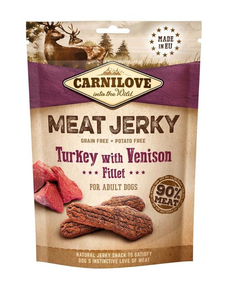 Carnilove, Jerky Turkey with Venison Fillet, przysmak dla psa, 100g