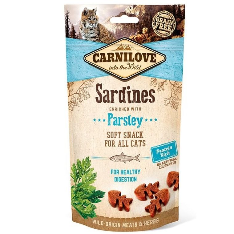 Carnilove, Soft Moist Snack Sardine + Parsley, przysmak dla kota, 50g