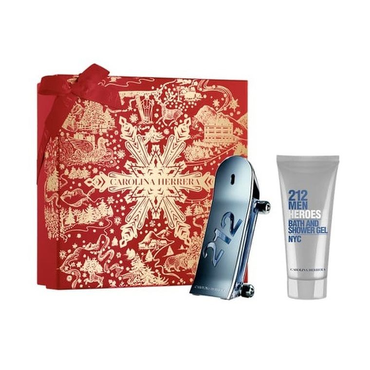 Carolina Herrera, 212 Heroes Forever Young Men, zestaw: woda toaletowa, spray, 90 ml + żel pod prysznic, 100 ml