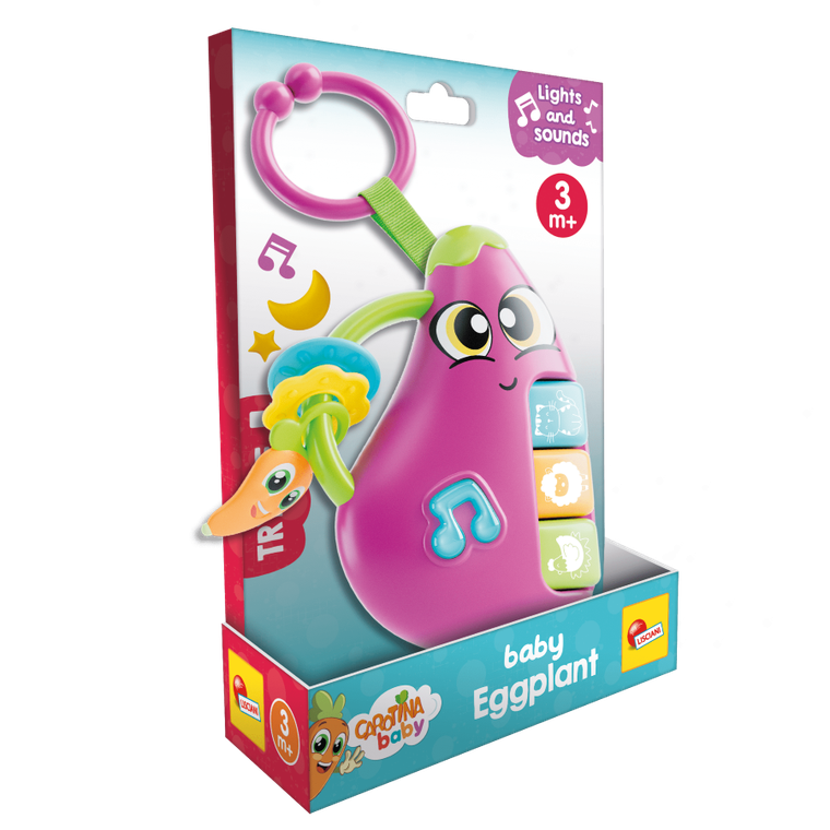 Carotina Baby, pianinko z grzechotką, Bakłażan