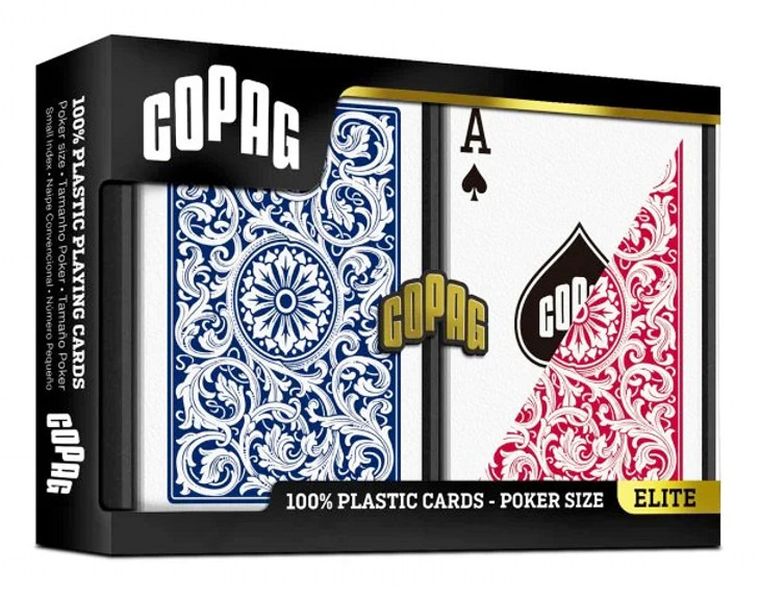 Cartamundi, Copag Elite, Jumbo Face, plastikowe karty do pokera, niebiesko-czerwone