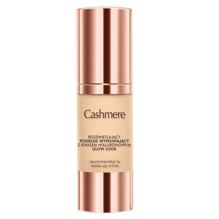 Cashmere, Glow Look, rozświetlający podkład wypełniający z kwasem hialuronowym, Natural, 30 ml