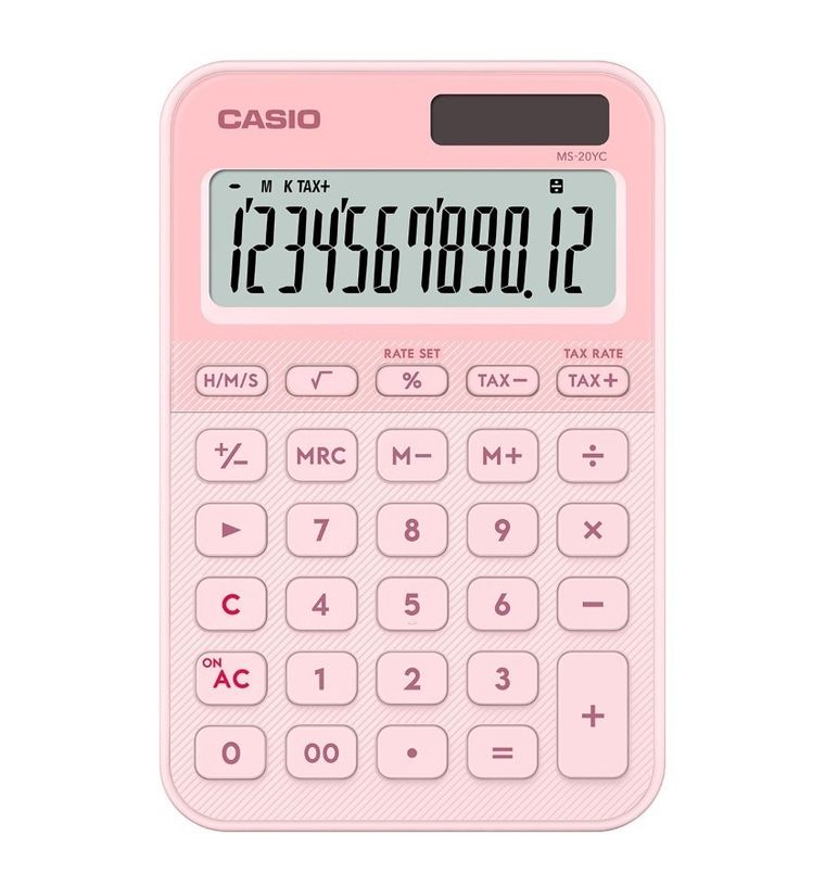 Casio, kalkulator biurowy, różowy, 12 cyfrowy wyświetlacz