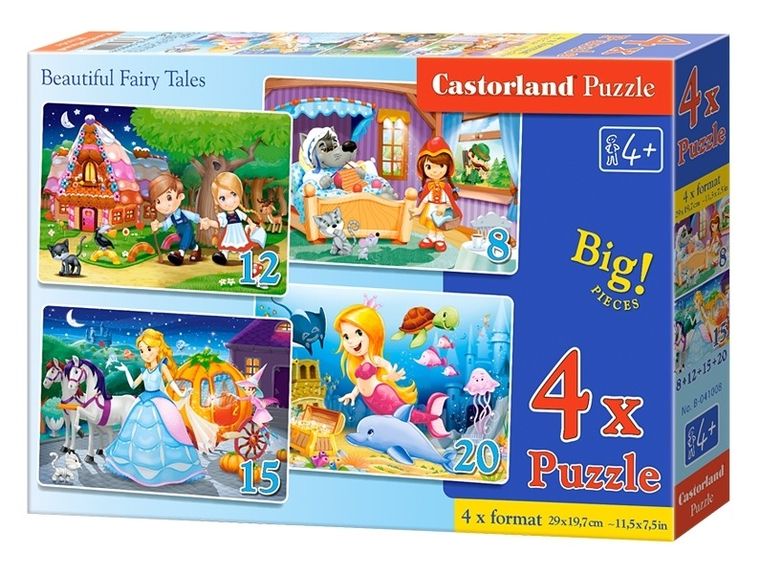 Castorland, Beautiful Fairy Tales, puzzle 4w1, 8-12-15-20 elementów