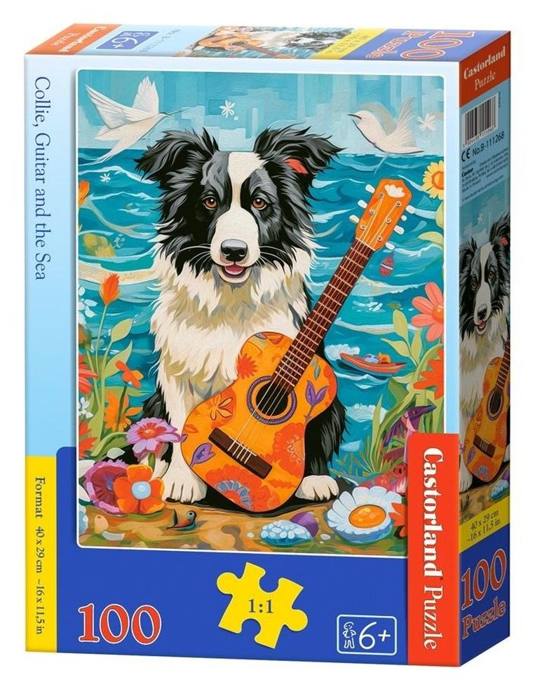 Castorland, Collie, Guitar and the Sea, pies, puzzle, 100 elementów