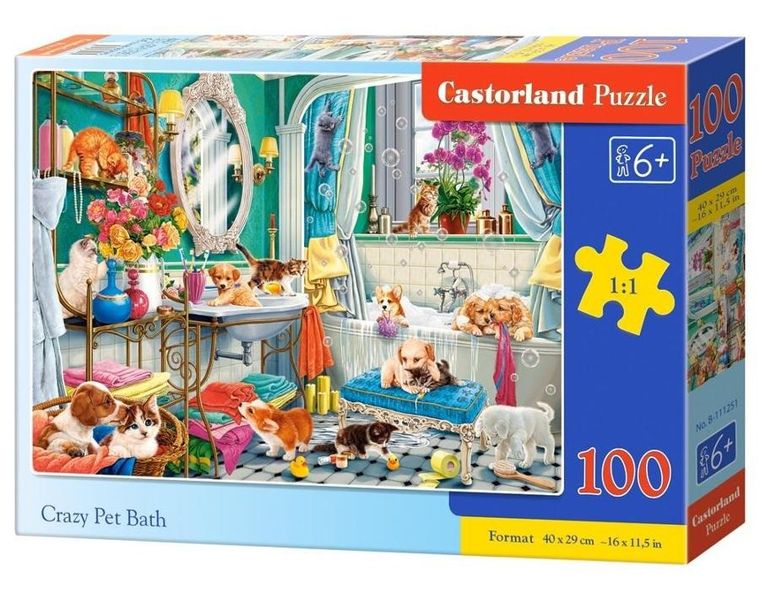 Castorland, Crazy Pet Bath, puzzle, 100 elementów
