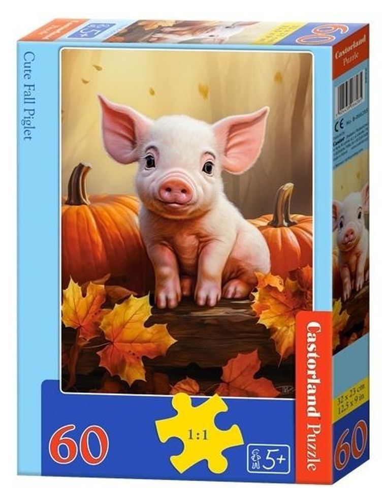 Castorland, Cute Fall Piglet, puzzle, 60 elementów