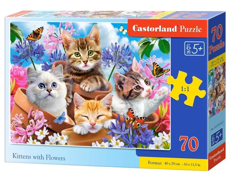 Castorland, Kittens with flowers, puzzle, 70 elementów