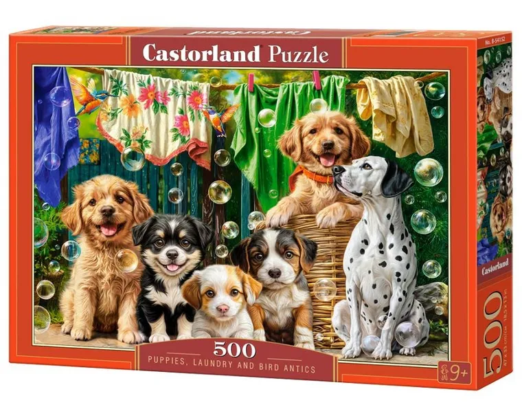 Castorland, Puppies, Laundry And Bird Antics, puzzle, 500 elementów