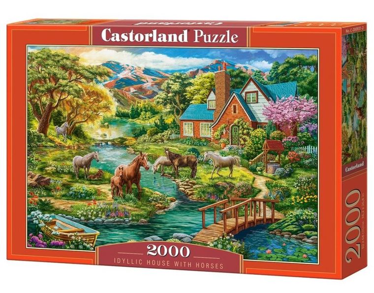 Castorland, Wiejski domek z końmi, puzzle, 2000 elementów