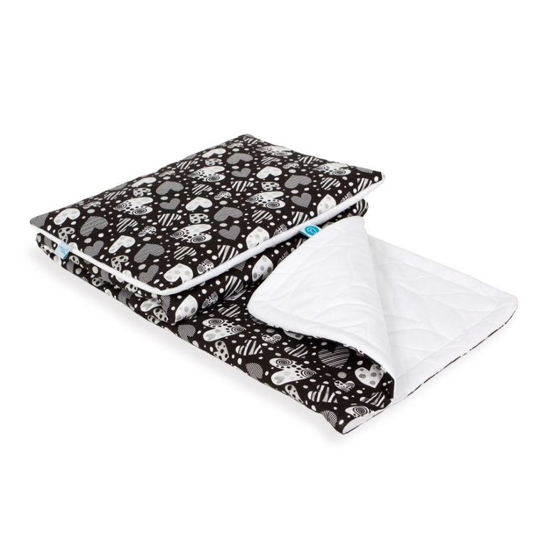 Ceba Baby, kocyk niemowlęcy z poduszką, czarny, 75-100 cm