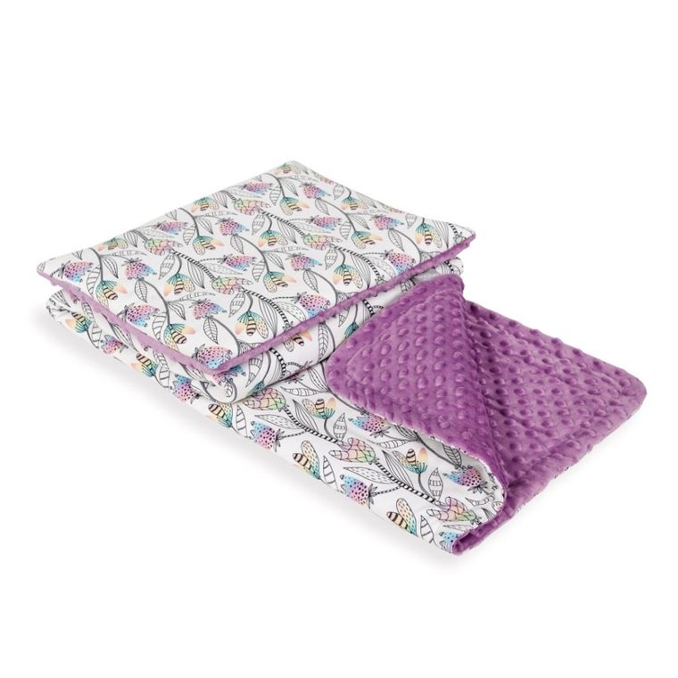 Ceba Baby, kocyk niemowlęcy z poduszką, fioletowy, 75-100 cm