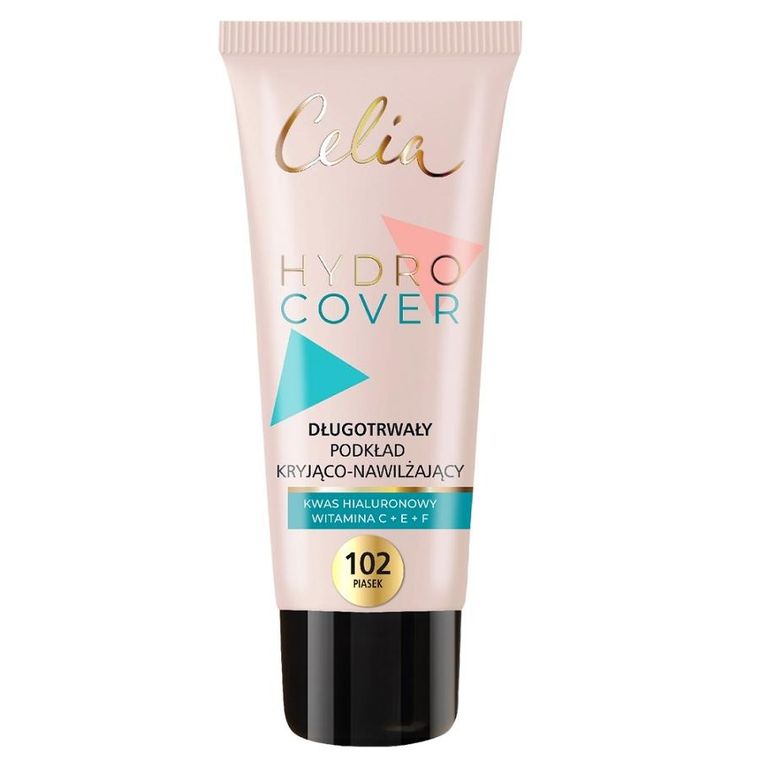 Celia, Hydro Cover, długotrwały podkład kryjąco-nawilżający, 102 piasek, 30 ml