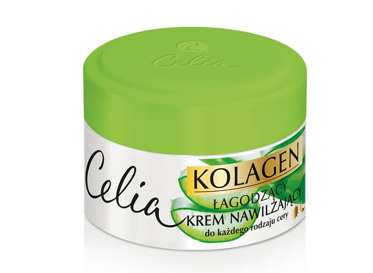 Celia, Kolagen, łagodzący krem nawilżający do twarzy z aloesem, 50 ml