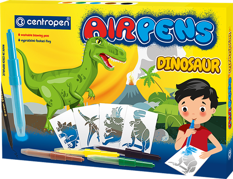 Centropen, flamastry dmuchane, 6 szt. + 8 szablonów