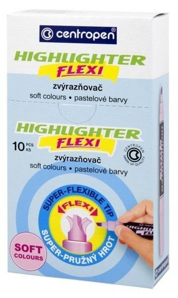 Centropen, zakreślacz, Flexi Soft, żółty pastel, 10 szt.