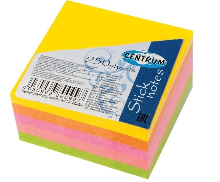 Centrum, karteczki samoprzylepne, 51-51 mm, 250 kartek