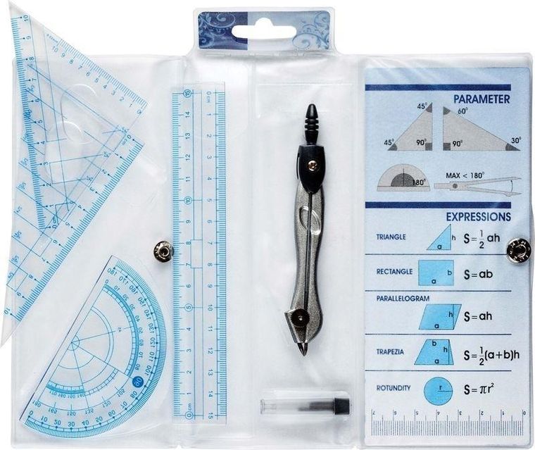 Centrum, zestaw kreślarski, niebieski, 6 elementów