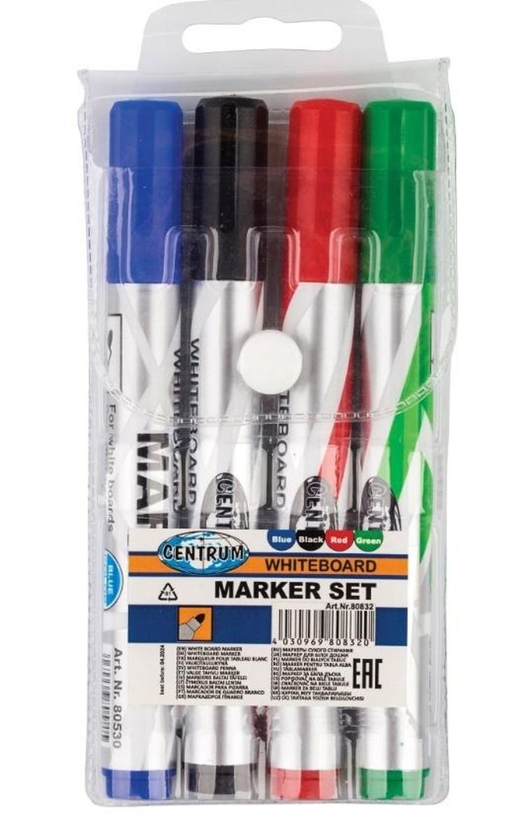Centrum, zestaw markerów tablicowych, 4 szt.