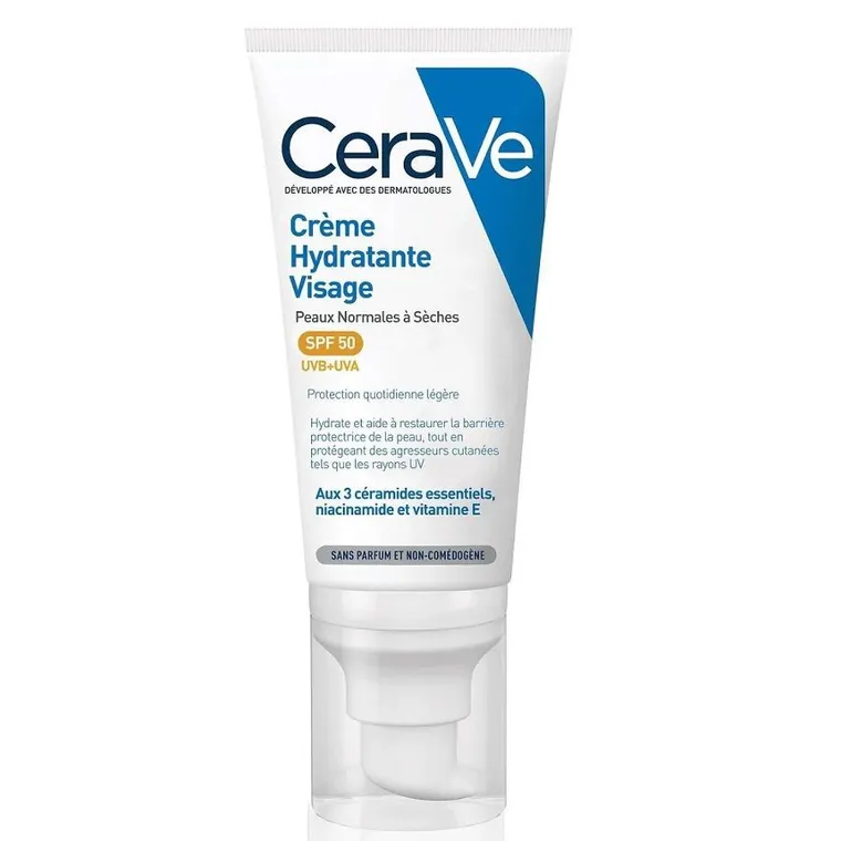 CeraVe, nawilżający krem do twarzy SPF50, 52 ml