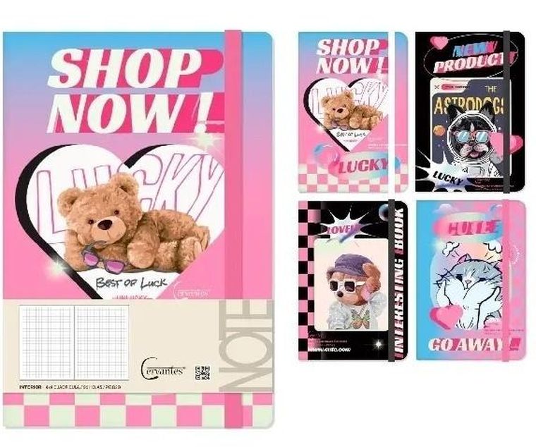 Cervantes, notatnik na gumkę, A5, 96 kartek, kratka, 1 szt.