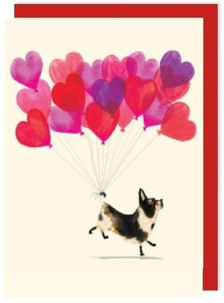 Charley Rabbit, karnet, walentynki, pies z balonami