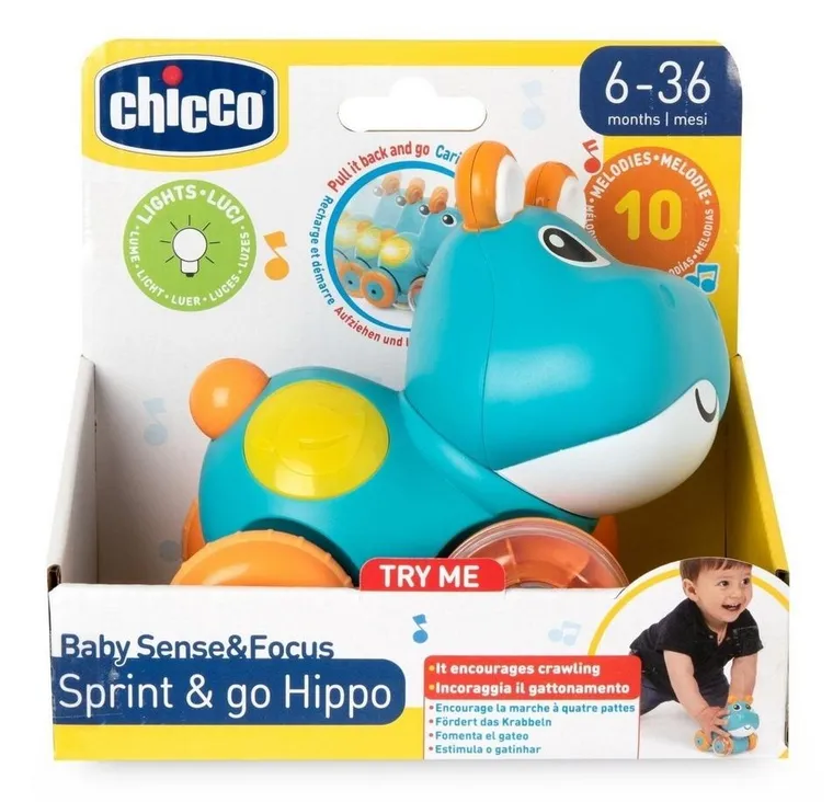 Chicco, Baby Sense & Focus, Jeżdżący Hipcio, zabawka interaktywna