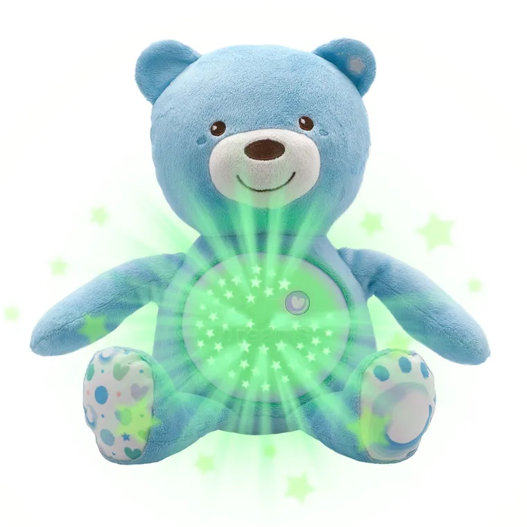 Chicco, First Dreams, Miś z Projektorem, maskotka, uspokajacz z dźwiękami, muzyka klasyczna, niebieski