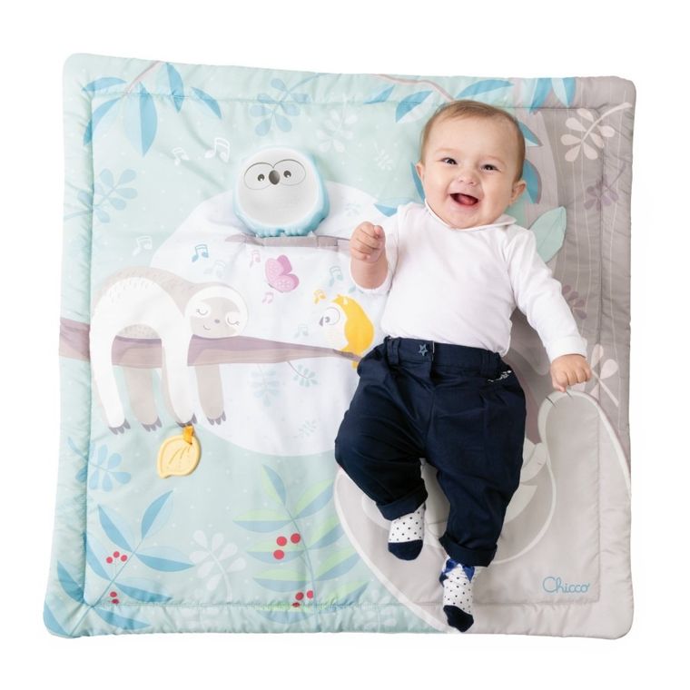 Chicco, First Dreams, Relax & Play Mat, interaktywna mata 2w1 z lampką i melodiami, sowa
