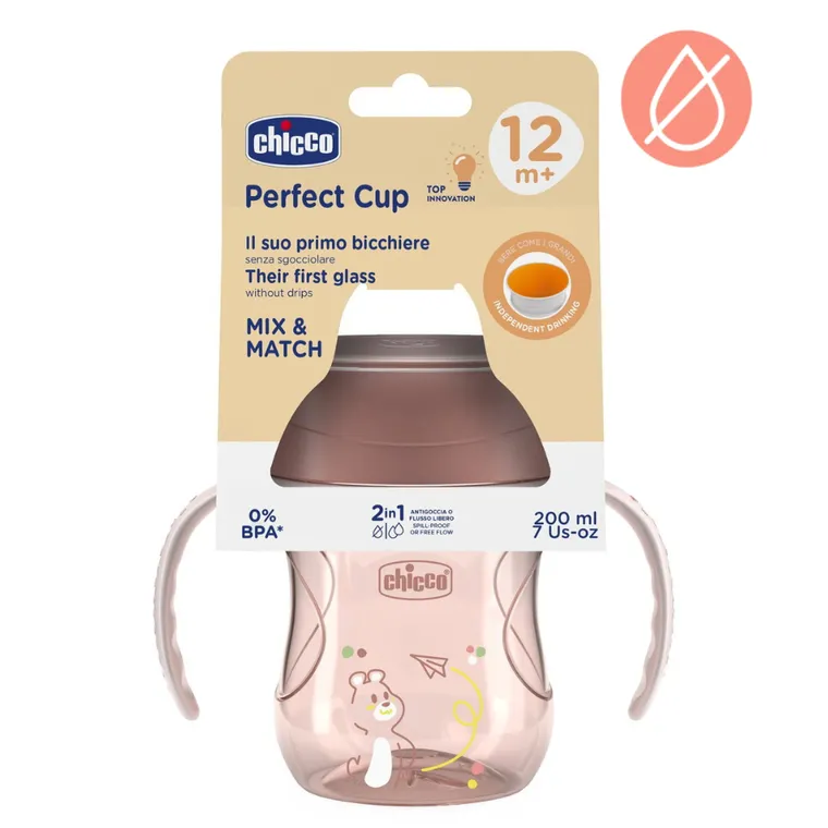 Chicco, kubek treningowy 360° do nauki samodzielnego picia, brzoskwiniowy, 12m+, 200 ml
