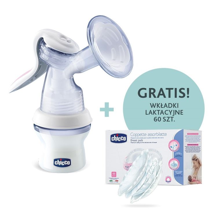 Chicco, laktator manualny NF + wkładki laktacyjne, 60 szt.