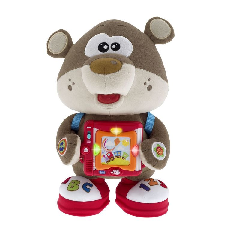 Chicco, Miś podróżnik,  dwujęzykowa zabawka interaktywna, 33 cm