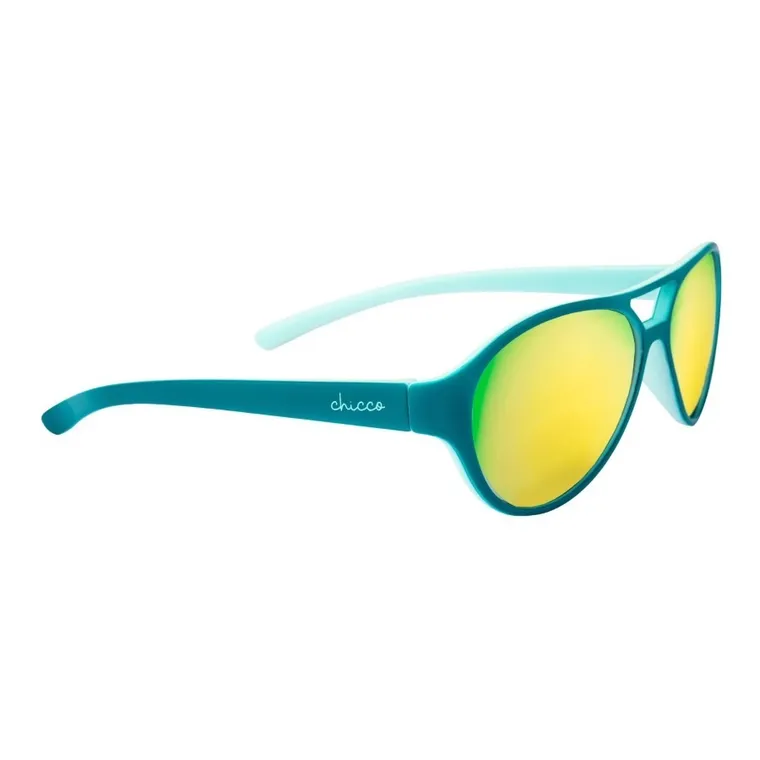 Chicco, okulary przeciwsłoneczne z etui, lustrzane, zielone, 36m+