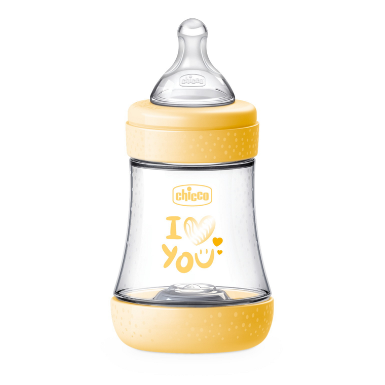 Chicco, Perfect5, butelka antykolkowa, yellow, 0m+, 150 ml