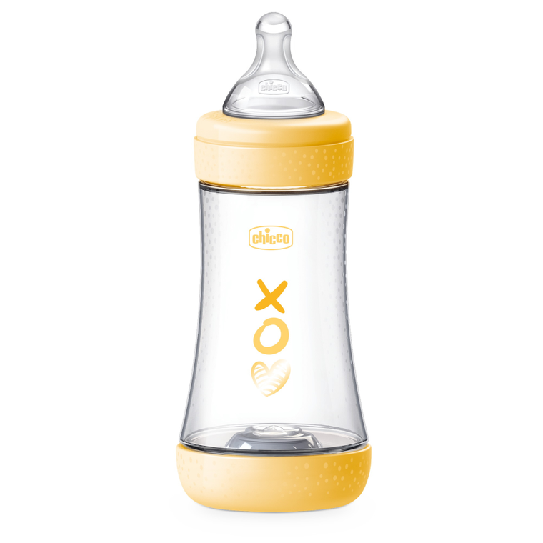 Chicco, Perfect5, butelka antykolkowa, yellow, 2m+, 240 ml