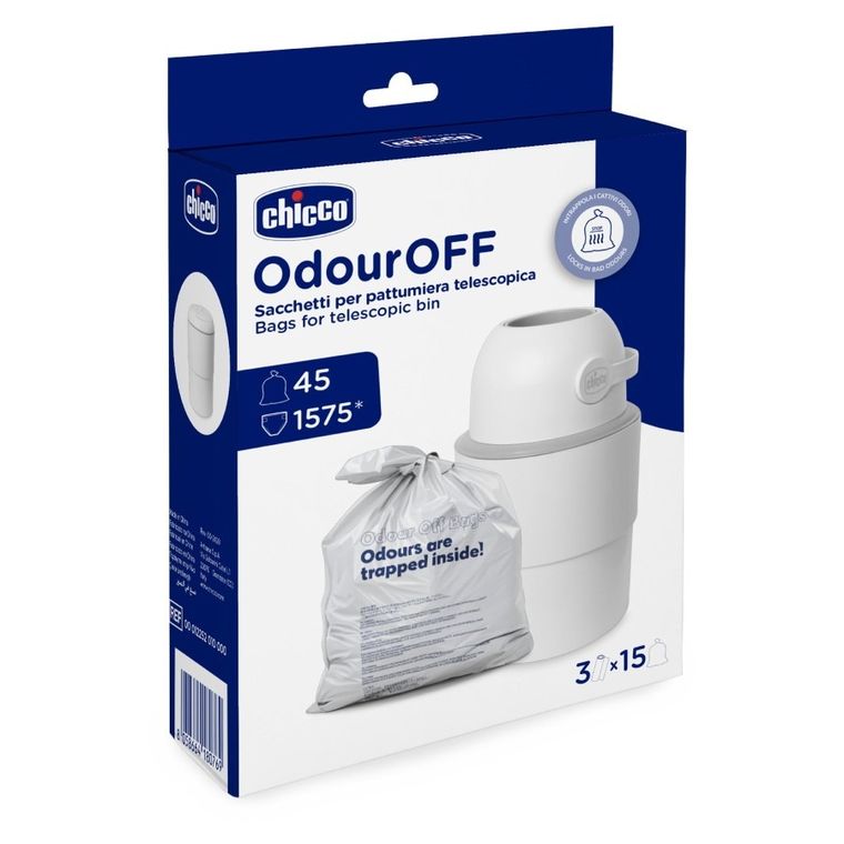 Chicco, worki do teleskopowego kosza na pieluchy, 45 szt.