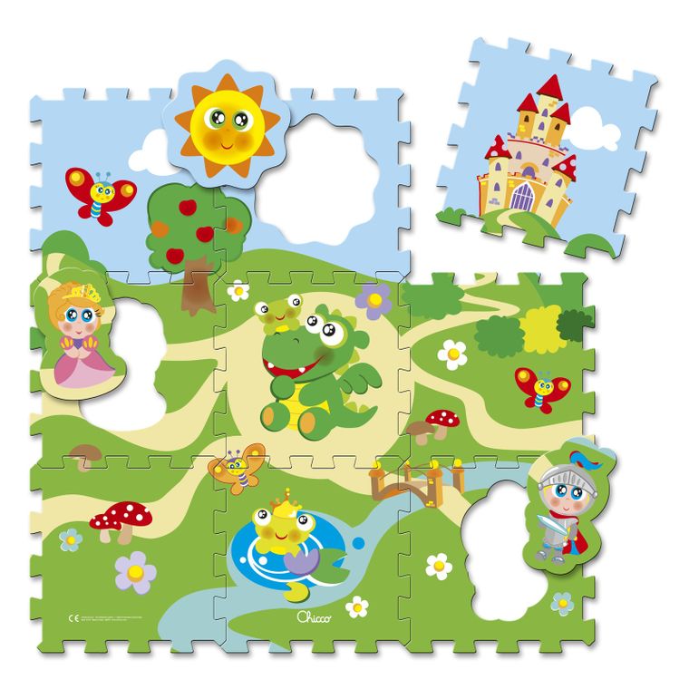 Chicco, Zamek, miękkie puzzle, 9 elementów