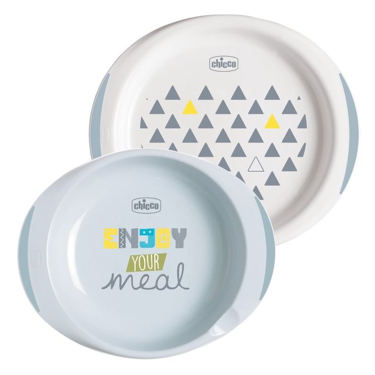 Chicco, zestaw 2 talerzy, zielony, 12m+