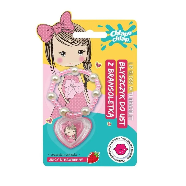Chlapu Chlap, błyszczyk do ust z bransoletką, soczysta truskawka, 1 szt.