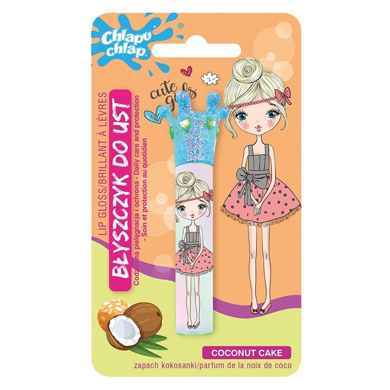 Chlapu chlap, błyszczyk do ust z koroną, kokosanka, 1,8 ml