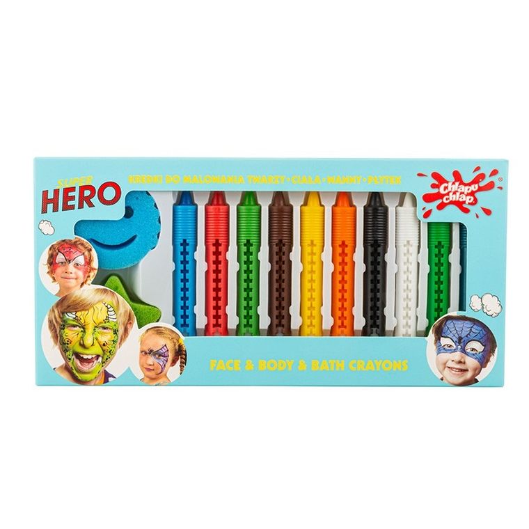 Chlapu Chlap, kredki do malowania twarzy i ciała, super hero, 10 szt.