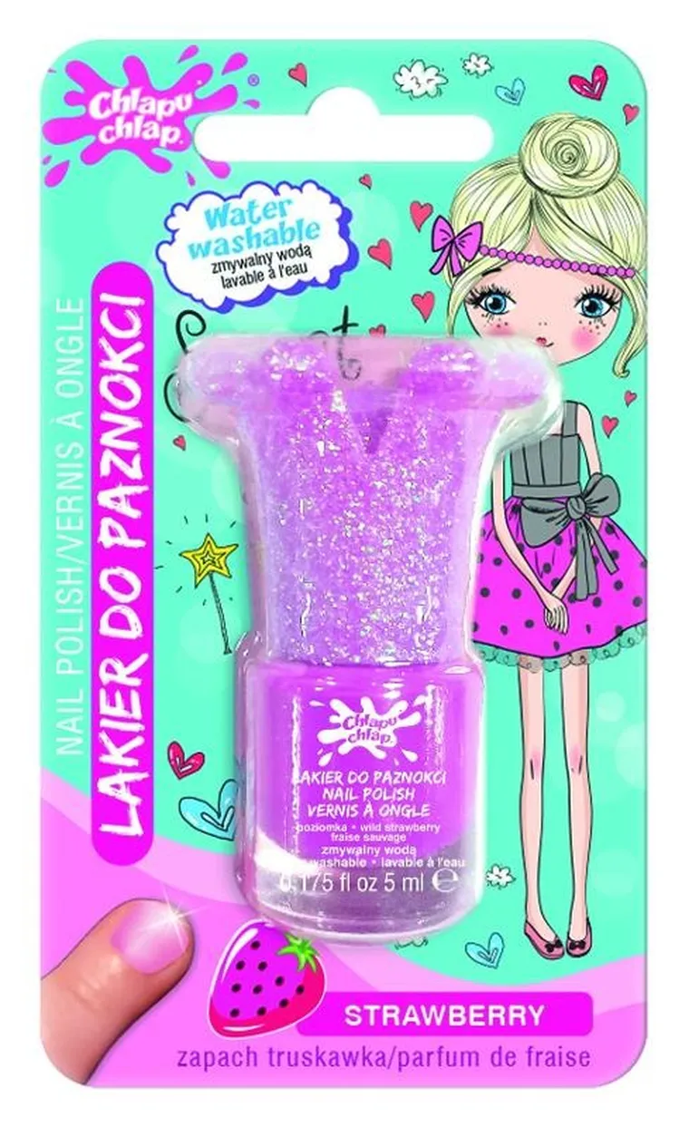 Chlapu Chlap, lakier do paznokci zmywalny wodą, korona, jasny różowy, 5 ml
