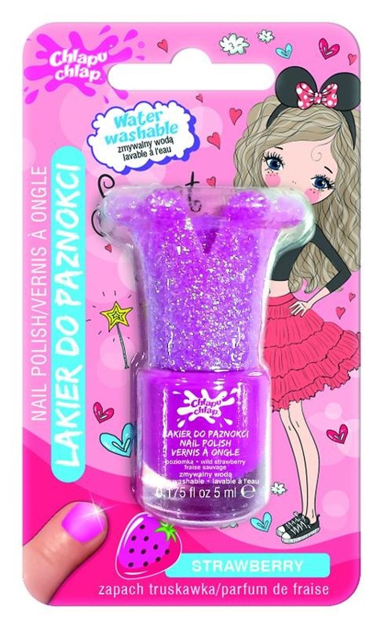 Chlapu Chlap, lakier do paznokci zmywalny wodą, korona, różowy, 5 ml