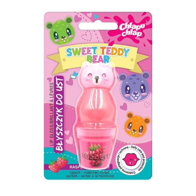Chlapu Chlap, Sweet Teddy Bear, błyszczyk do ust, malinowy sorbet