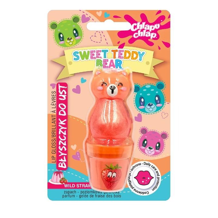 Chlapu Chlap, Sweet Teddy Bear, błyszczyk do ust, poziomkowa galaretka