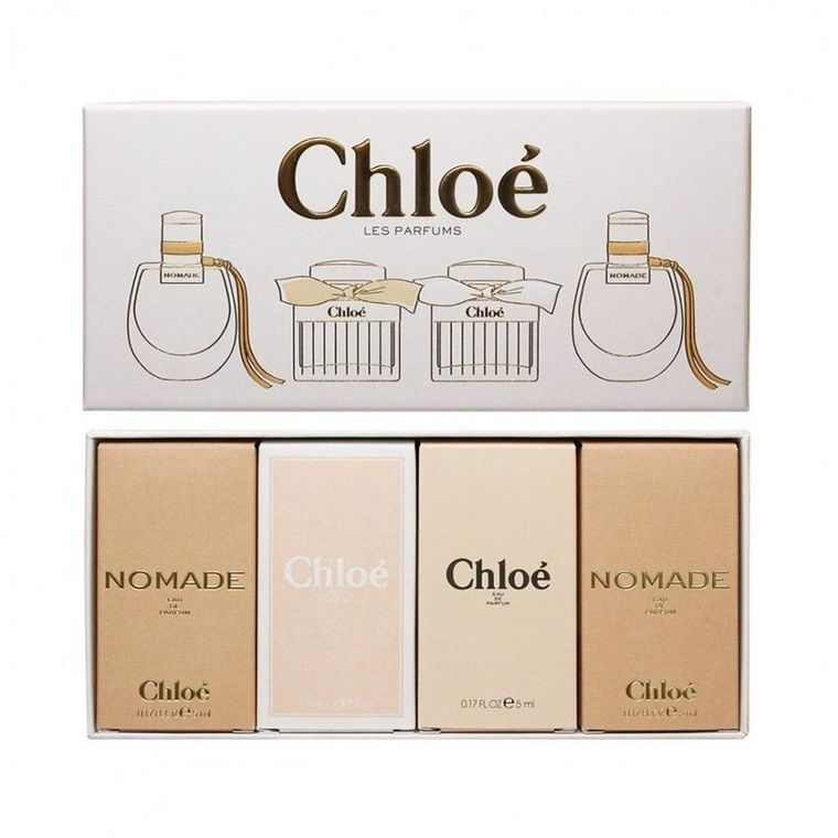 Chloe, Les Parfums zestaw Nomade, woda toaletowa, 5 ml + Rose Tangerine, woda toaletowa, 5 ml + Chloe, woda perfumowana, 5 ml + Nomade, woda perfumowana, 5 ml