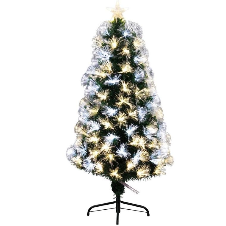 Christmas Decoration, choinka dekoracyjna światłowodowa, ciepły zimny biały, 120 cm