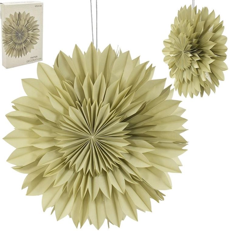 Christmas Decoration, gwiazda dekoracyjna 3D, wisząca, papierowa, zielona, 50 cm